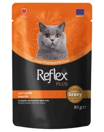 Reflex Plus Sos İçinde Et Parçacıklı Kuzu Etli Yetişkin Kedi Konservesi 85gr