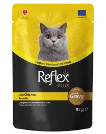Reflex Plus Sos İçinde Et Parçacıklı Tavuklu Yetişkin Kedi Konservesi 85gr