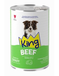 King Sos İçerisinde Et Parçacıklı Dana Etli Köpek Konservesi 400gr