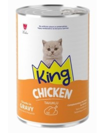 King Sos İçerisinde Et Parçacıklı Tavuklu Yavru Kedi Konservesi 400gr