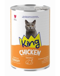 King Sos İçerisinde Et Parçacıklı Tavuklu Kedi Konservesi 400gr