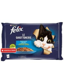 Felix Multi Pouch Somonlu ve Ton Balıklı Yaş Kedi Maması 4 Adet x 85 Gr
