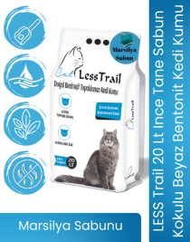 LESS Trail 20 Lt Ince Tane Sabun Kokulu Beyaz Bentonit Kedi Kumu
