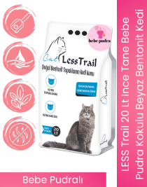 LESS Trail 20 Lt Ince Tane Pudra Kokulu Beyaz Bentonit Kedi Kumu
