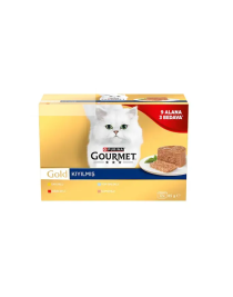 Gourmet Gold Kıyılmış Tavuk Etli, Somonlu, Sığır Etli, Ton Balıklı Yaş Kedi Maması Multipack 85 gr. (12 Al 9 Öde)
