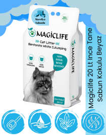 Magiclife 20 Lt Ince Tane Sabun Kokulu Beyaz Bentonit Kedi Kumu