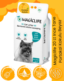Magiclife 20 Lt Ince Tane Portakal Kokulu Beyaz Bentonit Kedi Kumu