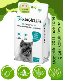 Magiclife 20 Lt Ince Tane Çiçek Kokulu Beyaz Bentonit Kedi Kumu