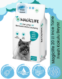 Magiclife 20 Lt İnce Tane Fresh kokulu Beyaz Kedi Kumu İnce Taneli
