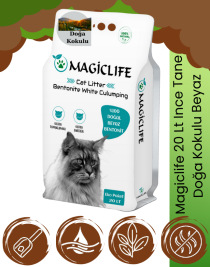 Magiclife 20 Lt İnce Tane Doğa kokulu Beyaz Kedi Kumu İnce Taneli