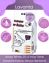 Snow White 20lt Beyaz Bentoint Lavanta Kokulu Ince Taneli Kedi Kumu Ultra Topaklanma