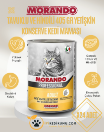 Morando Kedi Maması Tavuklu & Hindili Parçacıklı 405 gr x 24 Adet Konserve 