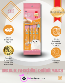 SmartHeart Gold Creamy Cat Treats Tuna Balıklı ve Keçi Sütlü Kedi Ödül Maması 4x15g 