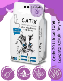 CATİX 20lt Beyaz Bentoint Lavanta Kokulu Ince Taneli Kedi Kumu Ultra Topaklanma