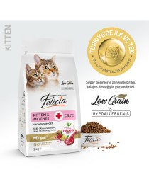 Felicia 2 Kg Kolajenli Kuzulu Az Tahıllı Yavru Kedi Maması HypoAllergenic Kedi Maması