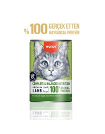 Wanpy Tahılsız Kedi %100 Gerçek Et 375 gr Kuzulu Konserve