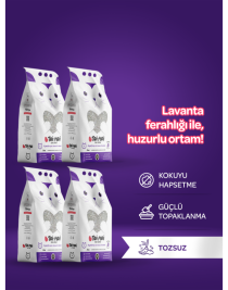 Toi Moi 4'lü Avantaj Paketi Topaklanan, Tozsuz, Koku Hapseden Lavantalı Bentonit Kedi Kumu 4x5lt